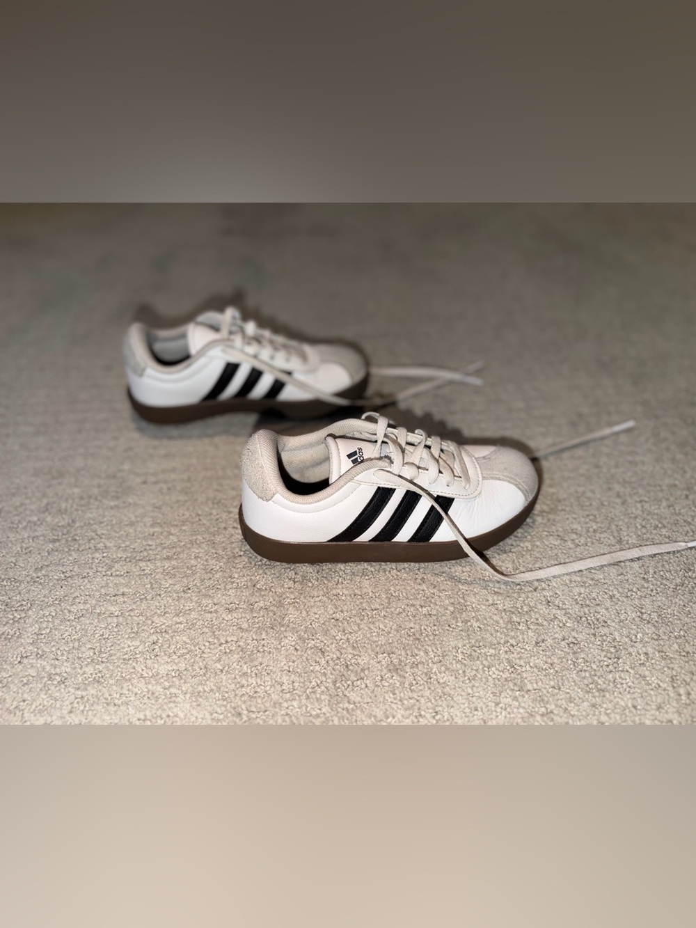 Adidas VL Court 3.0 Kids White Black Gum Sole Sneakers Size 13
